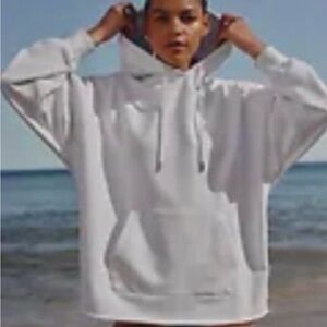 Athleta Women's Heavyweight Oversized White Hoodie Sweatshirt